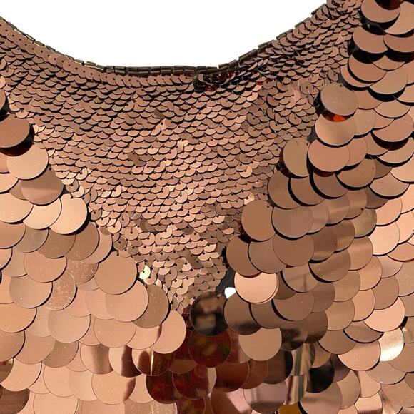 Vintage Oleg Cassini Copper Sequin Embellished Top Size medium Circles - Picture 6 of 8
